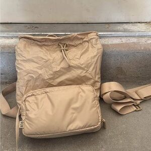 BEIS Tan Backpack and Pouch Set